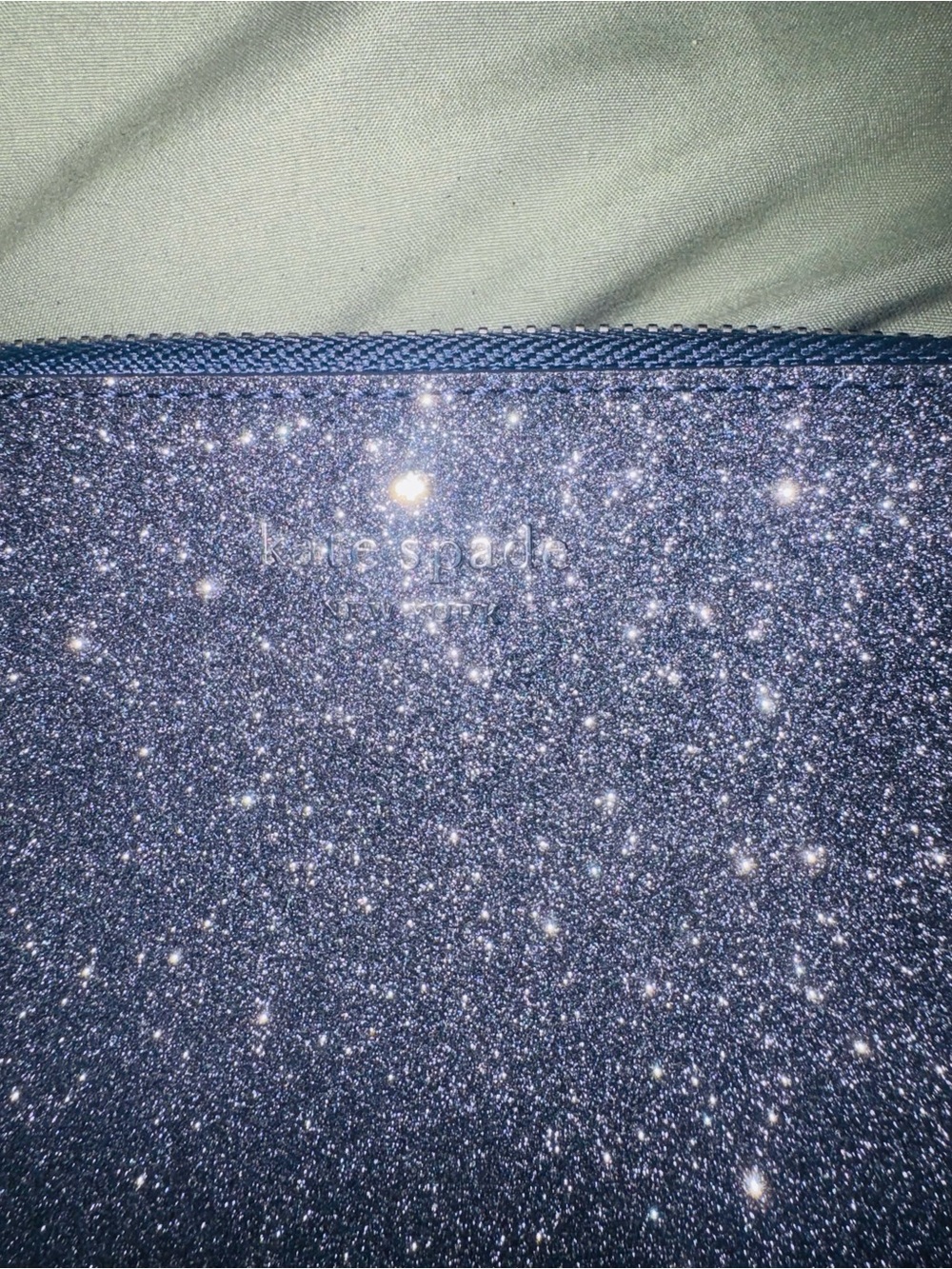 BEAUTIFUL Kate Spade Silver/ Gray glitter Zip-around longClutch /wallet NWOT - Picture 5 of 16